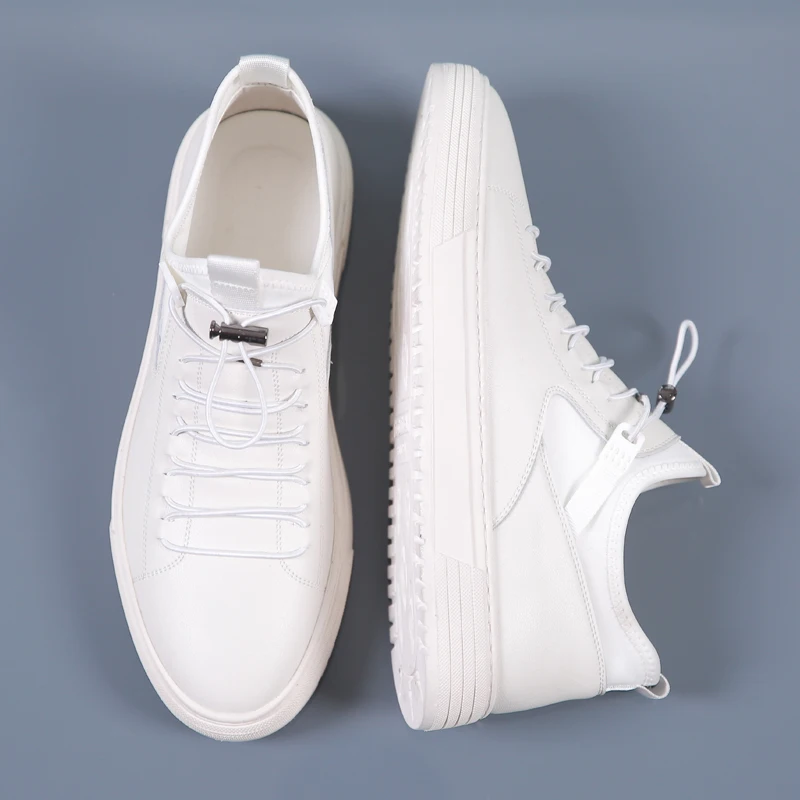 Misalwa White Leather Men Casual Sneakers Summer Breathable Men's Shoes 2020 All-match British Board Trend Student Moccasins