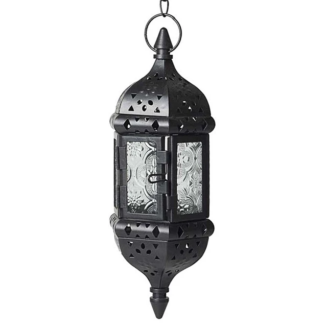 Glass Crystal Moroccan Candlestick Metal Hollow Candle Holder Home