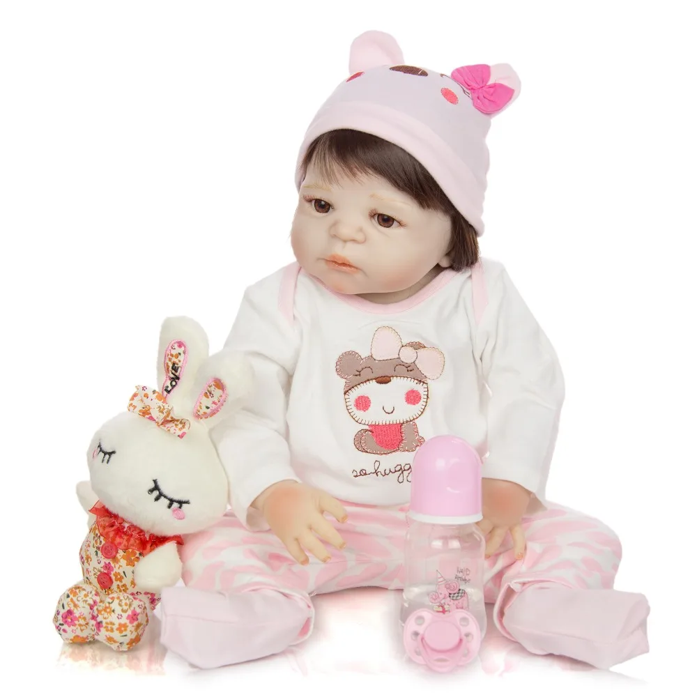 22 дюйма bebe reborn, Новое поступление, ручная работа, для девочек, полностью силиконовая, розовая, Реалистичная, для малышей, Bonecas, для девочек, для детей, кукла menina de Silicone