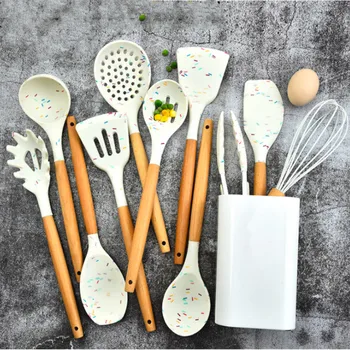 

13 PCS SET Silicone Kitchen Tools Spatula Turner brush egg beater Cooking Utensils kitchen utensils set