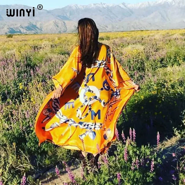 Africa Fashion Blogger Recommend Popular printed Silk Kaftan Maxi dresses Loose Summer Beach Bohemian kaftan long dress for lady 17