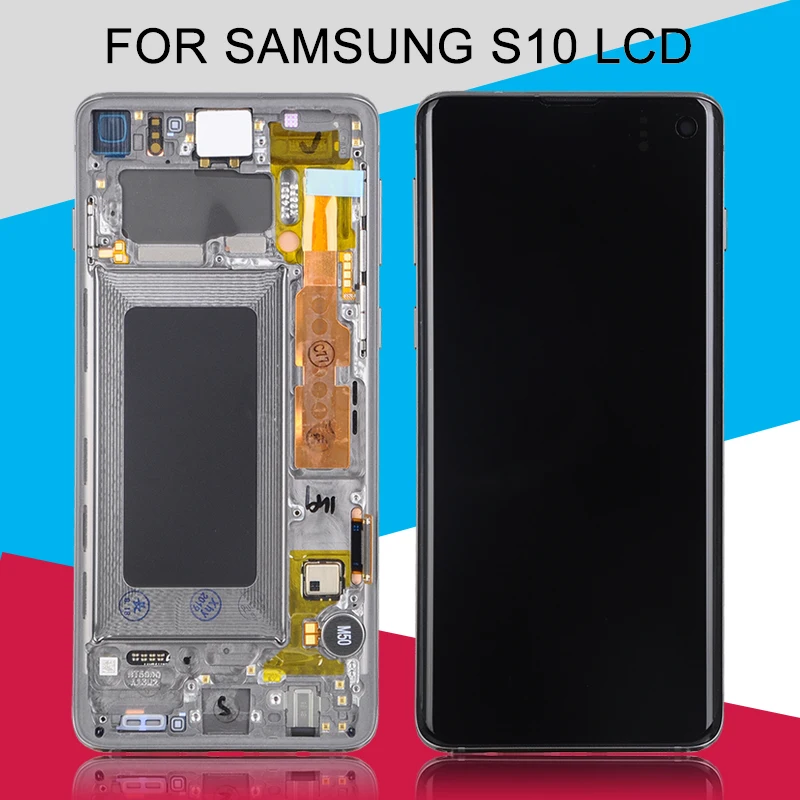 

Catteny For Samsung Galaxy S10 SM-G973F G973 G973F Lcd Display Touch Screen Digitizer Assembly S10 Lcd With Frame Free Shipping