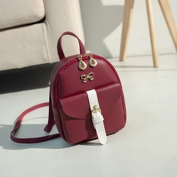 

Women's Mini Backpack Luxury PU Leather Kawaii Backpack Cute Graceful Bagpack Small School Bags for Girls Bow-knot Shoulder Bag