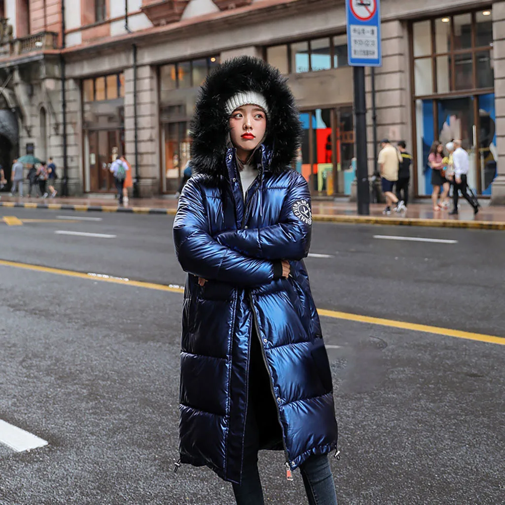 JAYCOSIN, Длинные парки для женщин, зимний пуховик, уплотненный, теплый, свободный, ветрозащитный, яркая поверхность, алмаз, длинное пальто, парки, корейская мода