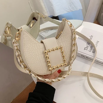 

Weave Shoulder strap Armpit bag 2020 New Quality PU Leather Women's Designer Handbag Crocodile pattern Shoulder Messenger Bag