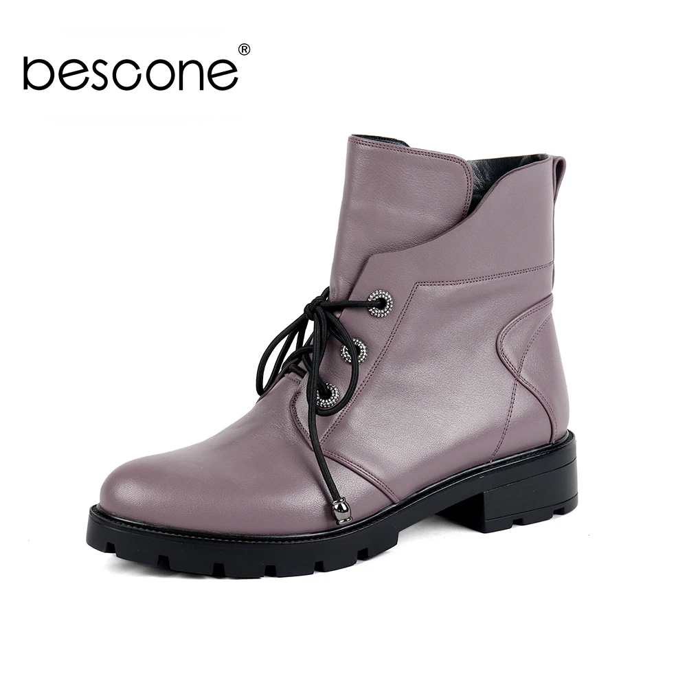 Женские ботинки на шнуровке с круглым носком среднем каблуке 3 5 см | Обувь