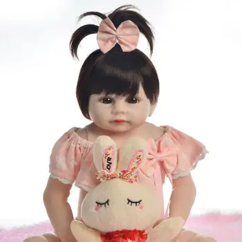 

Full Body Silicone Reborn Baby Dolls 48cm Reborn Baby Girl Doll Silicone Vinyl Newborn Dolls Bathe Lovely Birthday Gift Bonecas