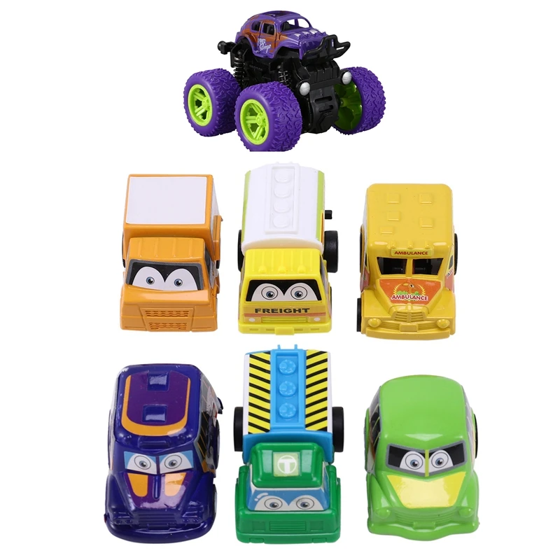 

1Pcs Mini 4Wd Inertia Rotatable Car Toys Inertial Car Toy & 6Pcs Pull Back Car Toys Car Children Racing Car Baby