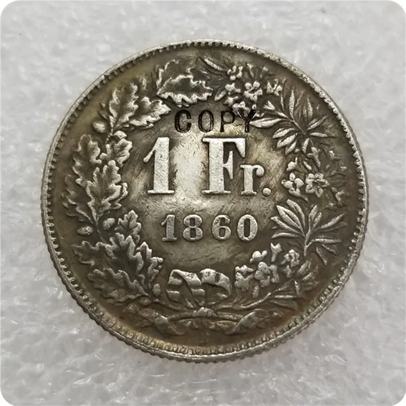 1850A, 1851A, 1857, 1860B, 1861B Швейцария 1 Франк копия монет