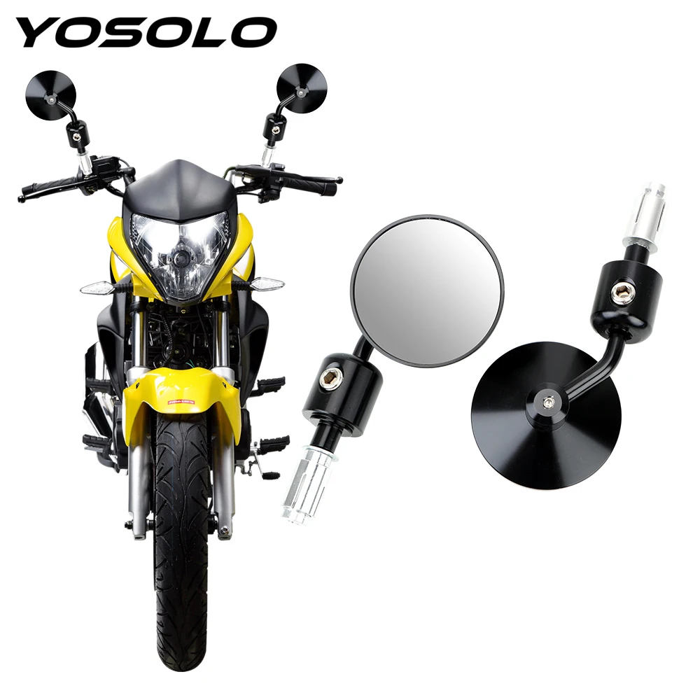 YOSOLO 2 шт./компл. Мотоцикл Чоппер рукоятка конец зеркало CNC выпуклое зеркало Алюминий Универсальный заднего вида Мото Аксессуары