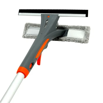 

East Spray Glass Window Cleaner Long Handle Window Cleaning Tool Telescopic Rod with Microfiber Cloth Rubber Wiper