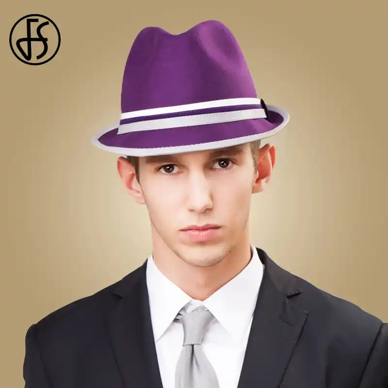 purple trilby hat