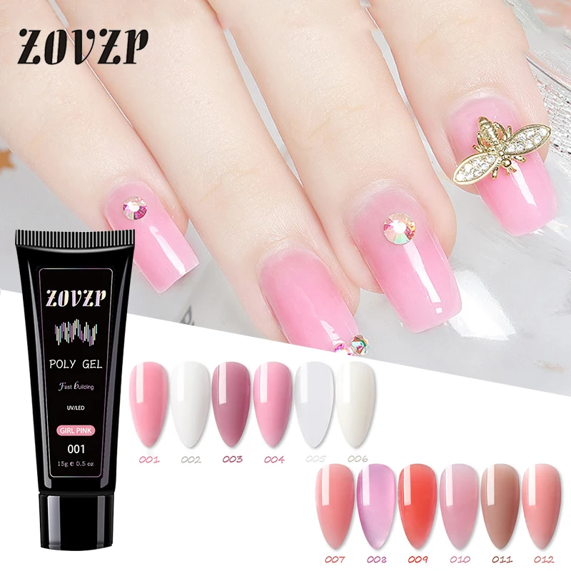 

ZOVZP Nail Gel Crystal Extender Nail Gel Nail Art Quick Painless Nail Polish Set 12 Color Crystal False Nail Polish Nail Glue