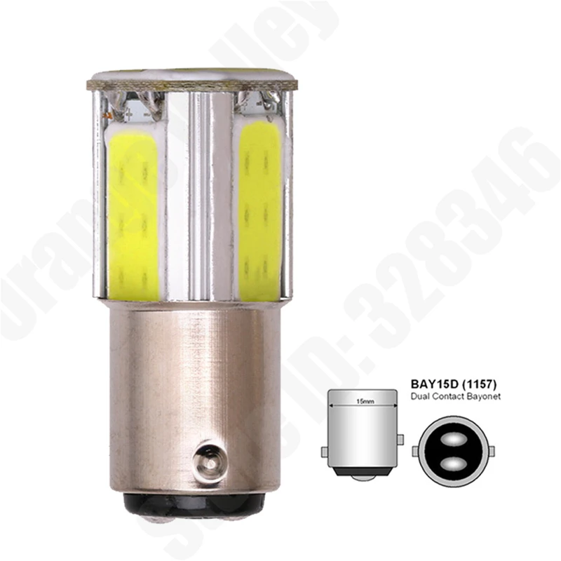2 шт. P21w Ba15s 1156 COB авто светодиодные лампы спереди и сзади сигнальные Хвост