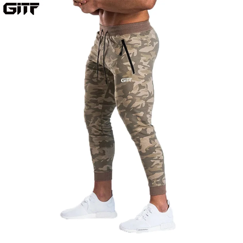 

GITF Men Sports Running Pants Pockets pants male Training sport Pants men Fitness Elasticity jogging Gym Camouflage Trousers
