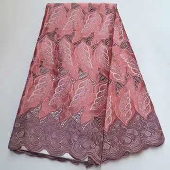 

Latest African Swiss Voile Dry Lace Fabric with stones High Quality Embroidery African Cotton Lace Fabric For Women dress XNB05