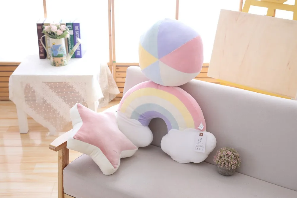 Rainbow sofa pillow plush cushion sleeping pillow cloud star home decoration