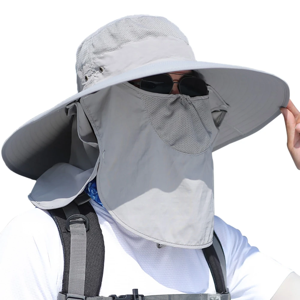 Outdoor Flap Cap Wide Brim Sunshade Windproof Quick Drying Face Mask Ear Neck Cover Fisherman Bucket Hat