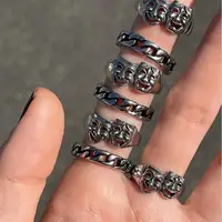 Bague Masque Souriant Asymétrique Rétro 5