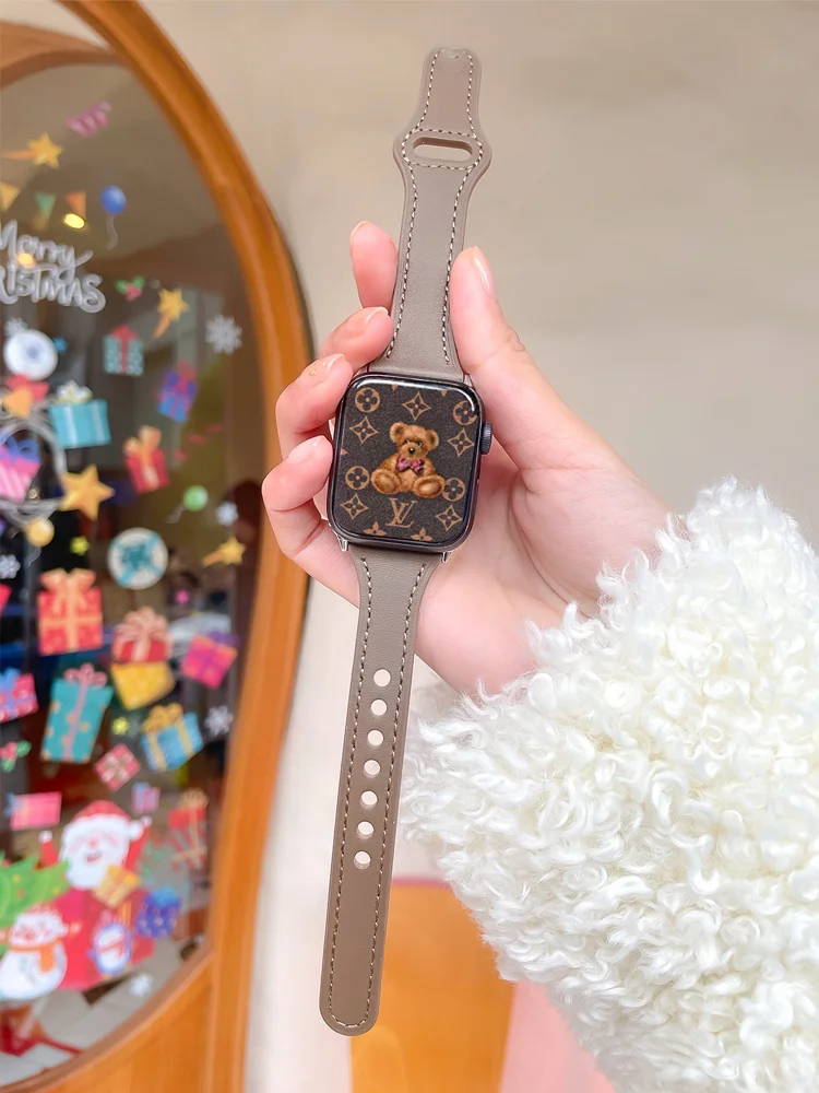 Cinturino Sottile Per Apple Watch Serie 6 Se 5 4 3 Cinturino In Vera Pelle Correa Cinturino Apple Watch 44Mm 42Mm Cinturino Iwatch 40Mm 38Mm