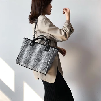 

High Quality Women Pu Leather Handbags Shoulder Bag Large Capacity Ladies Serpentine Messenger Bags New Fashion Female Tote Bags