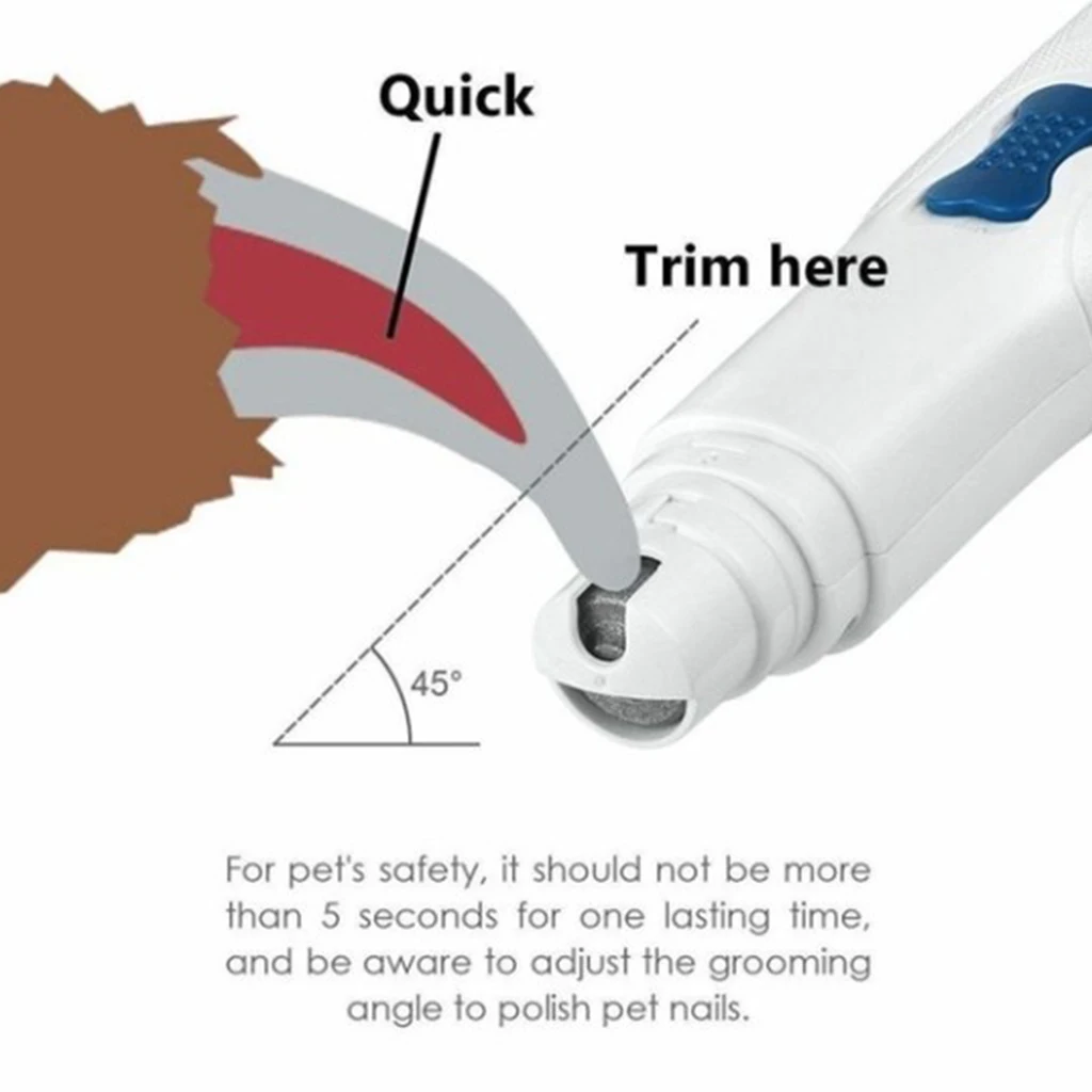 Professional Dog Nail Grinder Cat File Claw Grooming Trimmer Low Noise Pet Paws Clipper Tool, ABS Plastic