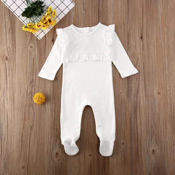 

Pudcoco Newborn Baby Boy Girl Clothes Solid Color Lace Ruffle Long Sleeve Romper Jumpsuit One-Piece Outfit Cotton Clothes