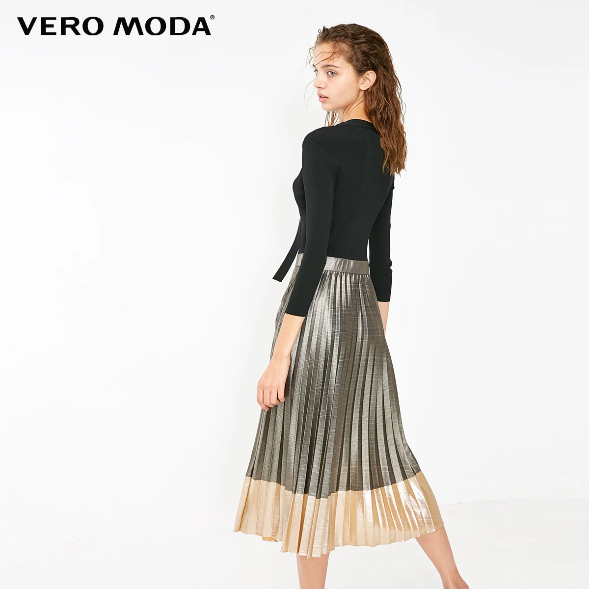 Vero Moda женское трикотажное платье средней длины с металлической текстурой | 31917C506