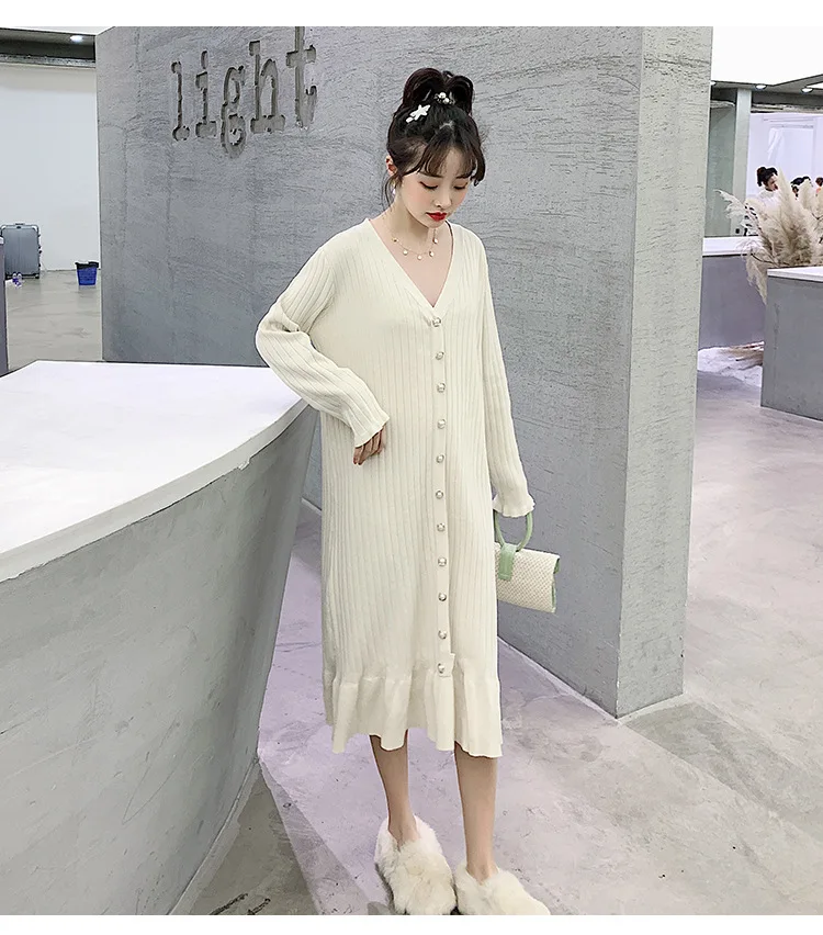 2020 Fashion Maternity Dress Loose spring autumn winter Skirt Pregnancy Clothes For Knit Pregnant Women Sweater (29)