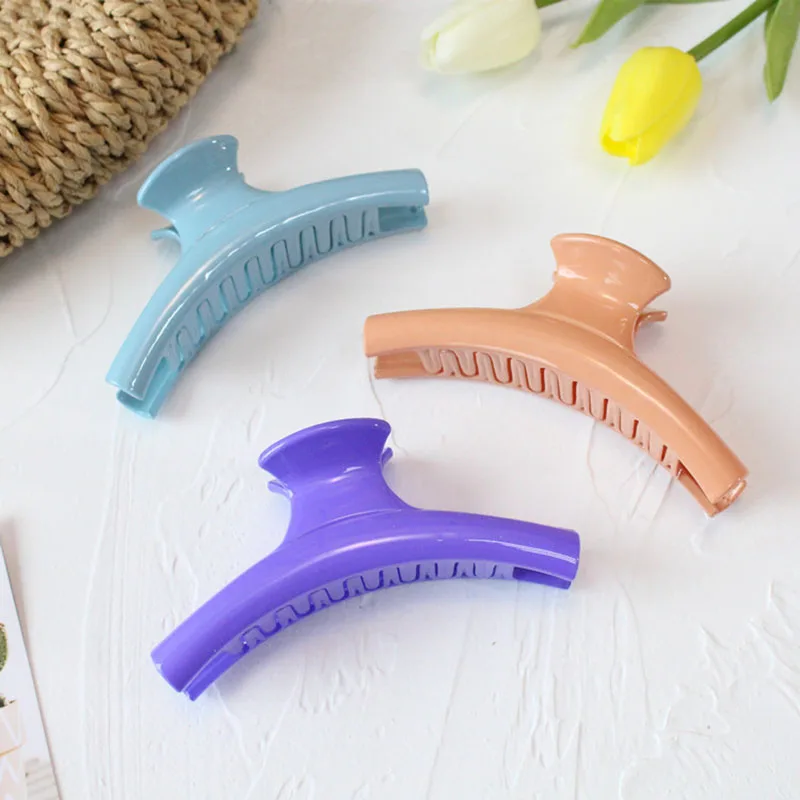 

2020 Korean Hair Accessories New Arc Plastic Pink Green Large Hair Claws For Women Girls Fashion Crab Hair Tins Clamps Clips