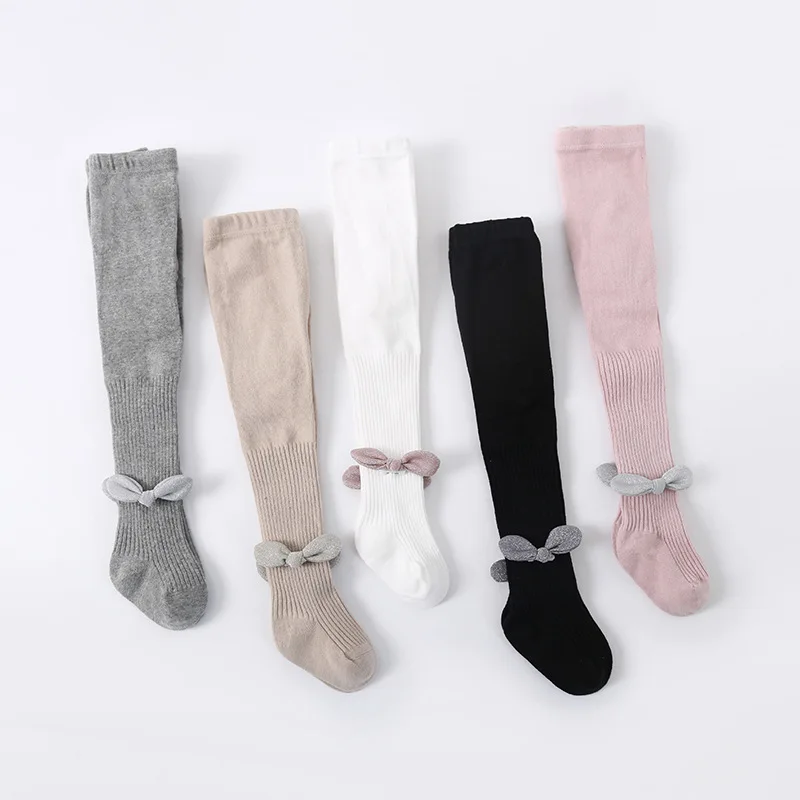 

19 Years Autumn And Winter New Style Panty-hose for Kids Girls Bow Leggings Dance Combed Cotton Boneless Baby Socks