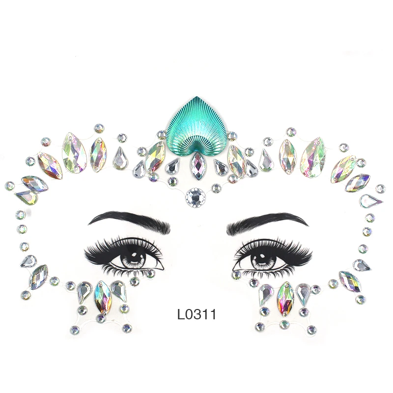 1 Sheet face rhinestones for party flat back with glue cat eyes Owl blue red crystal diamond decoration LT007 | Красота и здоровье