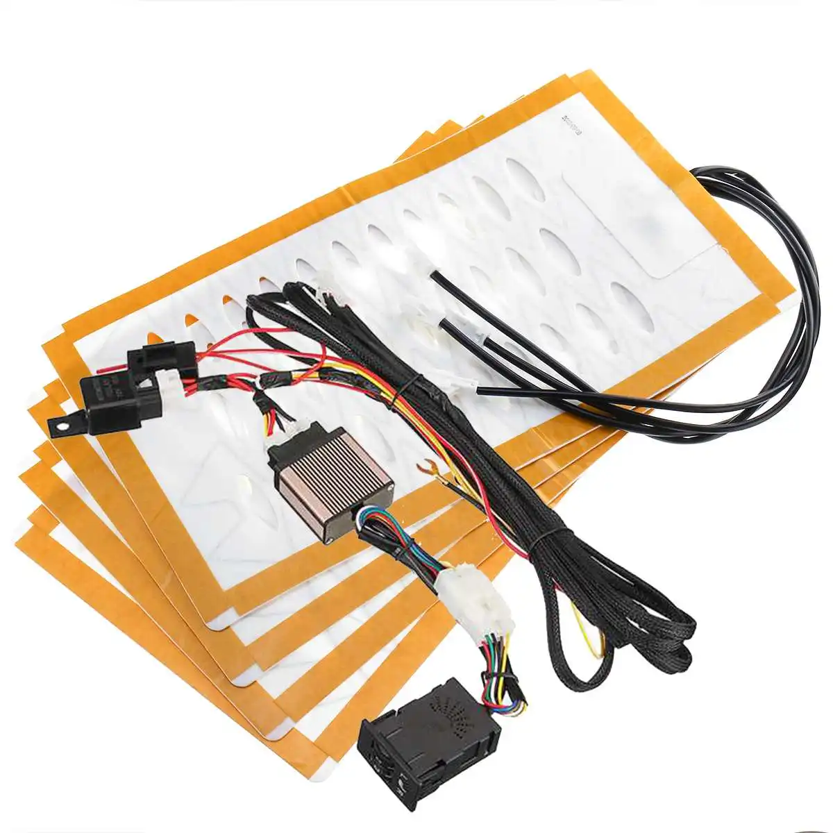 

Hot Sale Universal 2 Seats 4 Pads Car Heated heating Seat Pads Carbon Fiber 12V 2 Dial 5 Level Switch Winter Warmer Seat Covers