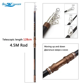 

3.9M 4.5M Extra long telescopic fishing rod Large metal Guide system Long shot sea rod Extra heavy profession carp pole