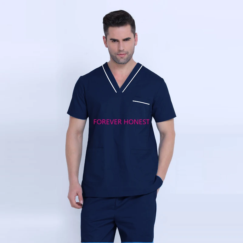 Plug Size Medical Suit for Men Short Sleeve Nursing Scrubs Cotton Veterinary Workwear Doctor Coveralls Surgical Pants Dentistry