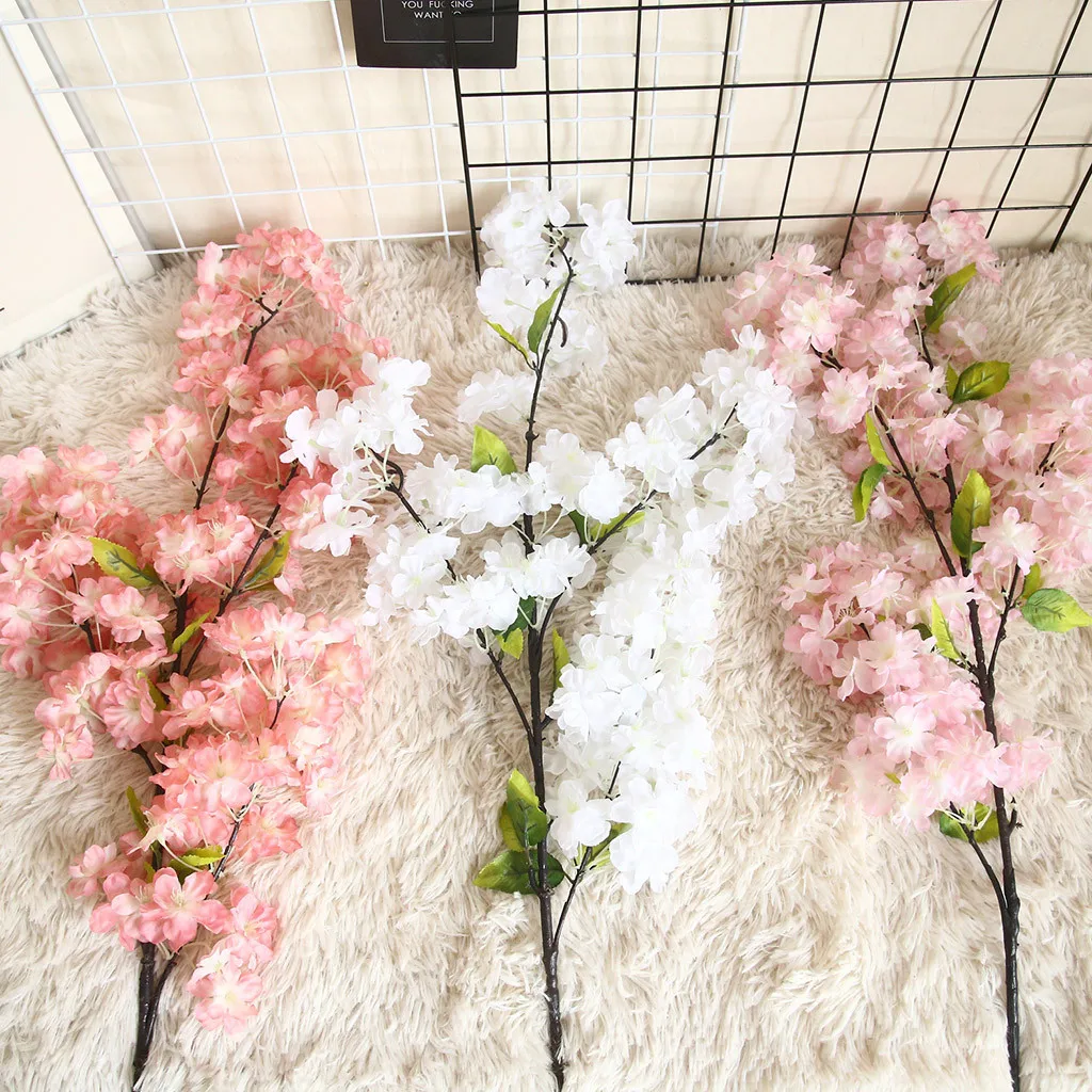 Artificial Flower Plant Bonsai Wedding Decoration Ins Style Plant Wall Cherry Blossoms Spring Japanese Sakura Diy 10 Artificial Dried Flowers Aliexpress
