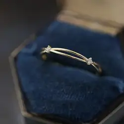 Полые маленькие алмазные венки золотые циркониевые сверла мини-мини двухслойные кольца 14 к золотые ювелирные кольца с бриллиантом для