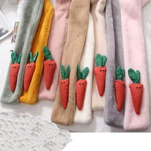 Осенне-зимний детский шарф, Имитация меха кролика, морковки, Санта Клауса, плюшевый шарф для мальчиков и девочек, шейные платки для малышей