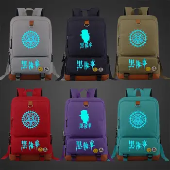 

Blue Luminous Cartoon Blackr Butle Boy Girl Book School bag Women Bagpack Teenagers Schoolbags Men Student Patchwork Backpack
