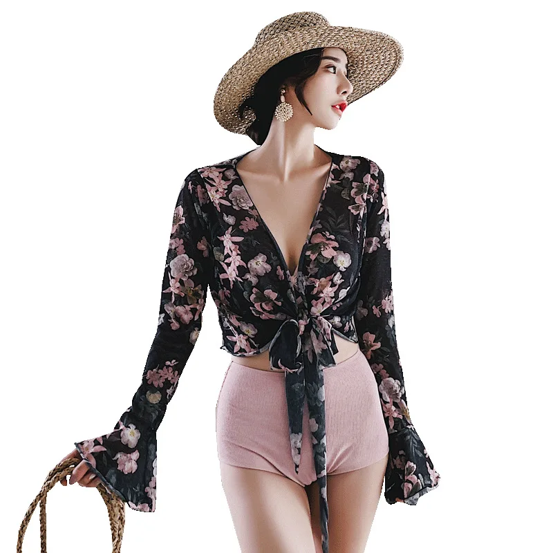 

Korean-style New Style Bathing Suit Fashion Sexy Underwire-Split Skirt-Boxer Four-piece Set Bathing Suit Women's Hot Springs Bea