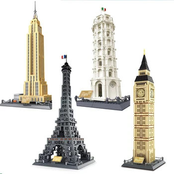 

Eiffel Tower Building Blocks Big Ben Empire State Large Architecture Construction Miniature Model Bricks Toys for Kids Gifts