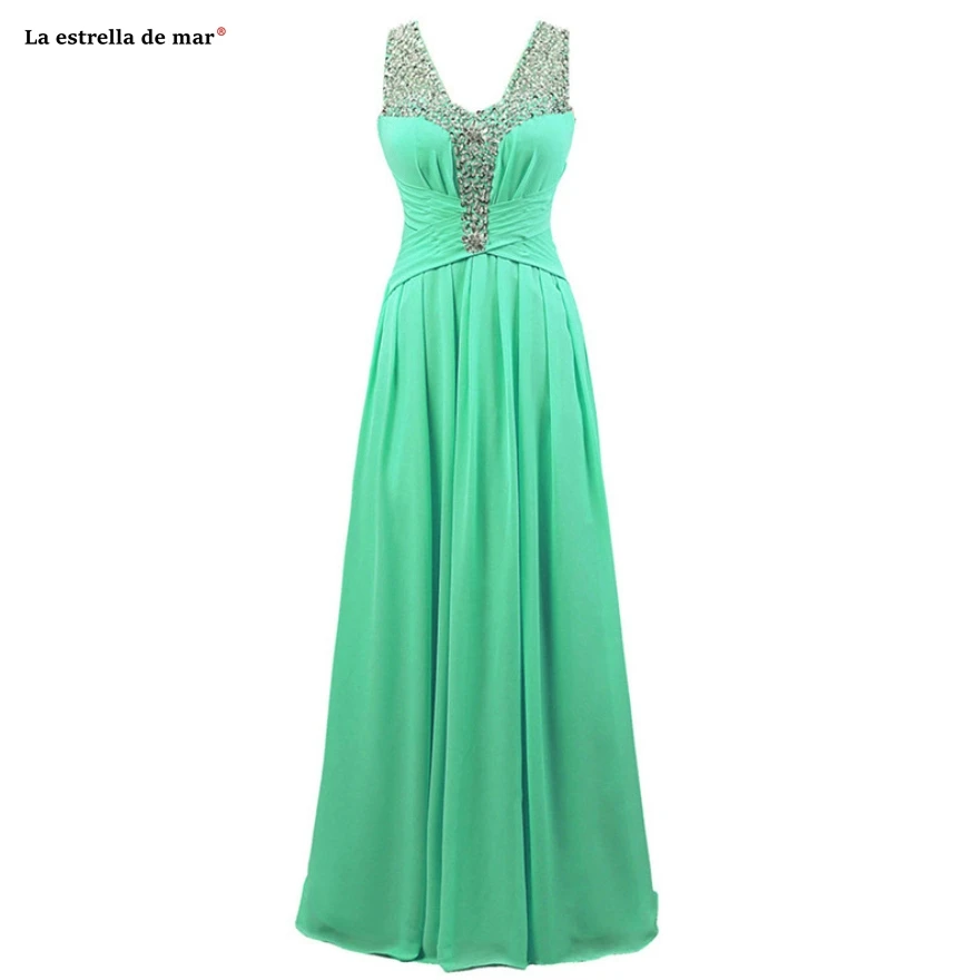 Vestido madrinha, сексуальное шифоновое платье трапециевидной формы с v-образным вырезом, украшенное бисером, цвета: зеленый, синий, розовый, фиолетовый, желтый, длинное платье подружки невесты для свадебной вечеринки