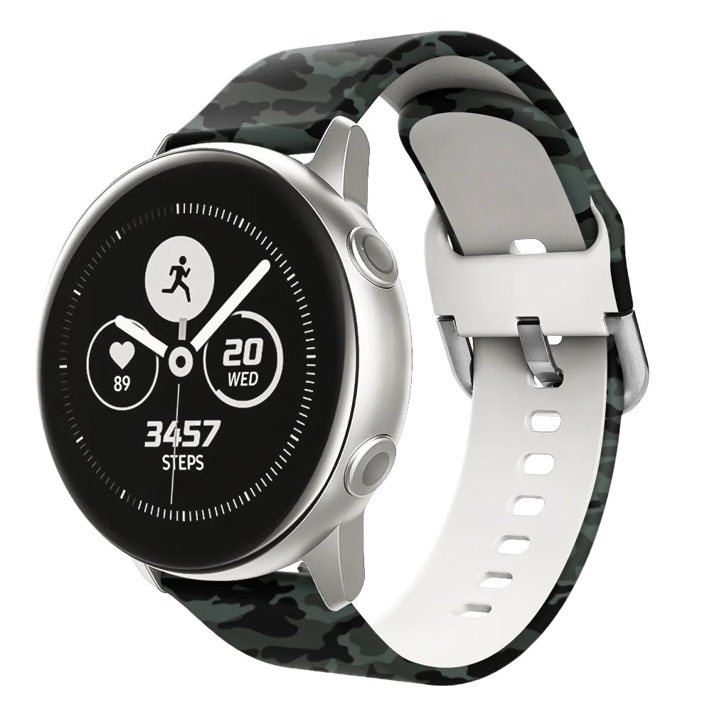 20 мм ремешок для часов с принтом для samsung Galaxy Watch Active 2 ТПУ резиновый сменный Браслет для Galaxy Watch Active - Цвет ремешка: Digital Camouflage