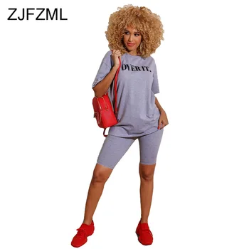 

Plus Size Two Piece Set Summer Clother for Women Letter Print Short Sleeve Crop Top And Biker Short Sweatsuit Lounge Wear Outfit