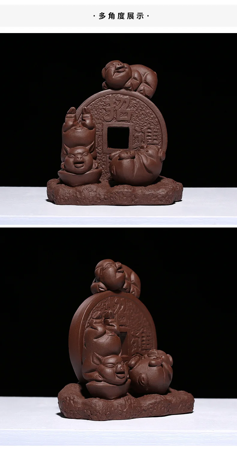 Clay Lucky Pig Tea Ornaments Entirely Handmade Piggy Decoration Wholesale Manufacturers a Generation of Delivery Rain Sand Tea