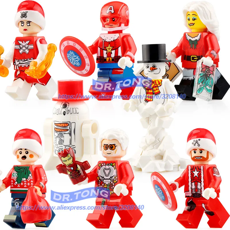 

50PCS Merry Christmas Bricks Phoenix Steve Rogers Yeti Kids Iron Man Woman Building Blocks Figures For Children Gift Toys X0275