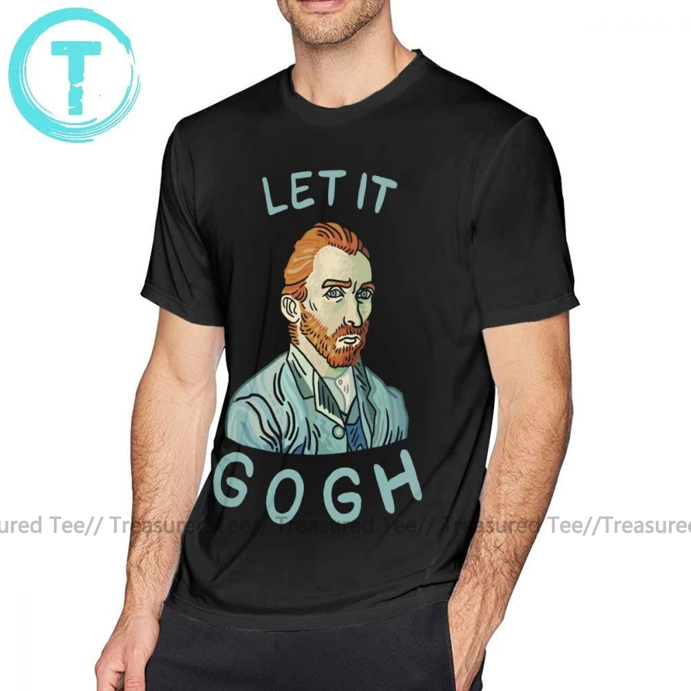 Футболка для художника Let It Gogh, Мужская футболка 5x, Модная хлопковая забавная футболка с графическим рисунком и коротким рукавом