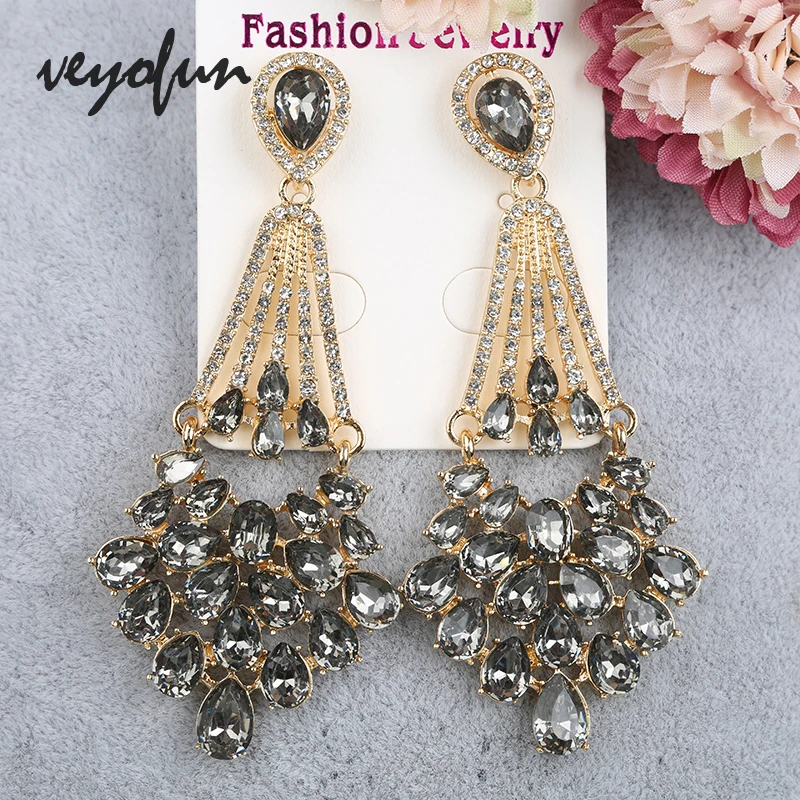 Veyofun Vintage Hollow Cystal Rhinestone Drop Earrings Classic Party Dangle Earrings Fashion Jewelry for Women Gift