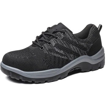 

new design mens big size breathable mesh steel toe covers work safety shoes construction site worker shoe platform security boot