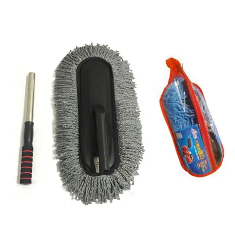 Полотенце из микрофибры для чистки машины Щетка авто окно Duster выдвижной нержавеющей стали детализация автомобиля ar чистящие кисти инструменты - Цвет: A Grey OPP bag